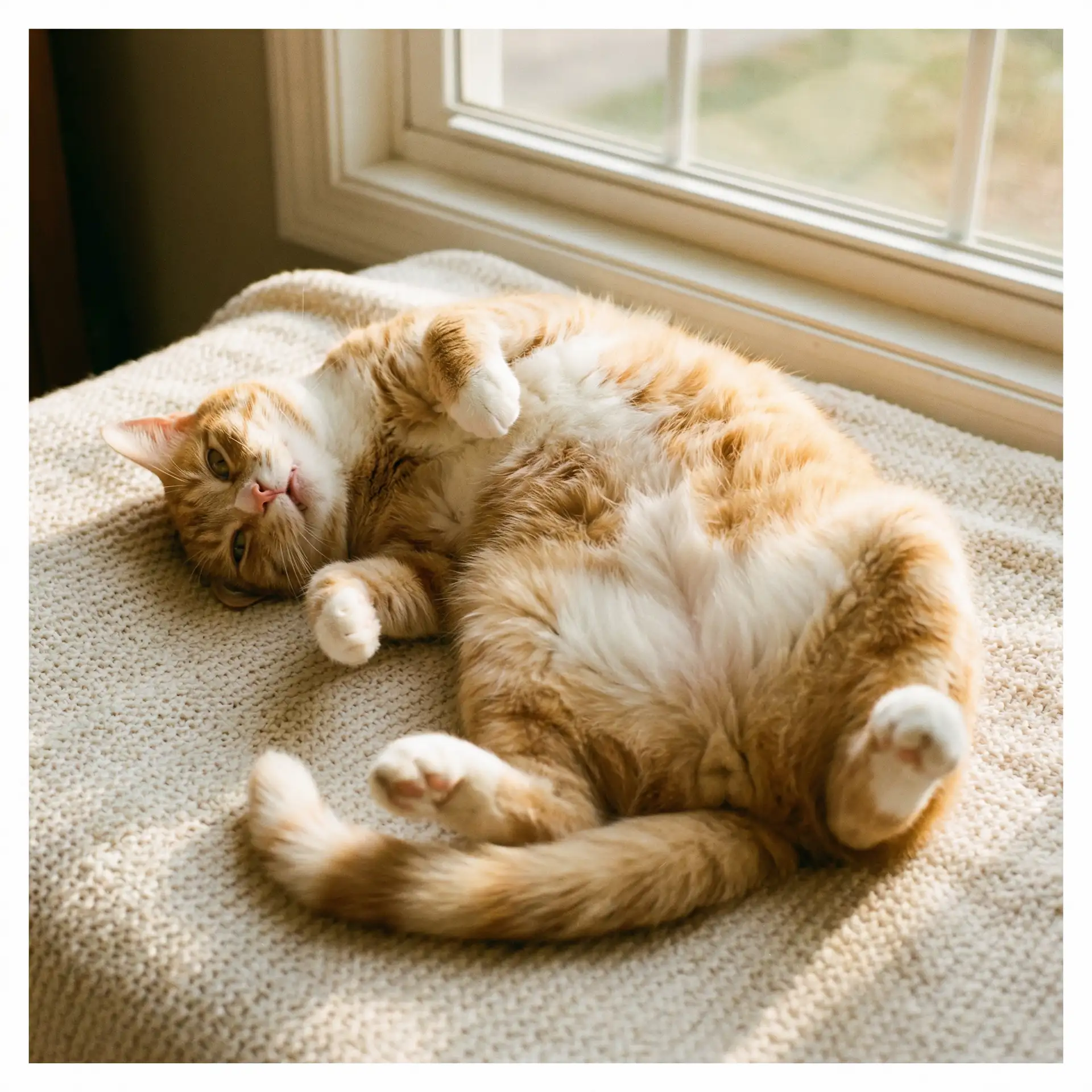 猫咪仰躺露出肚皮 - 狗仔队